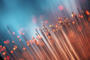 Close-up of fiber optic strands.
