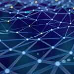 Tech Talks: Simplify IT with managed network edge solutions A large number of glowing dots connected by lines against a dark blue background, representing an IT network.