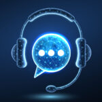 Headphone of customer service. Support call, live advice, phone bot, chat headphone, service center, helpdesk advisor, virtual contact, care operator, microphone online, expert helpline 3d concept.