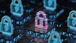 Zero trust security system big data concept. 3D render