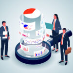 Tech Talks: How AI Buyer Intelligence Helps Sales Teams Prepare Faster and Personalize Every Conversation Business data analysis, financial statement statistics, and team management. isometric view of three businesspeople analyzing data charts under a magnifying glass