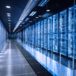 High-tech data center with server racks