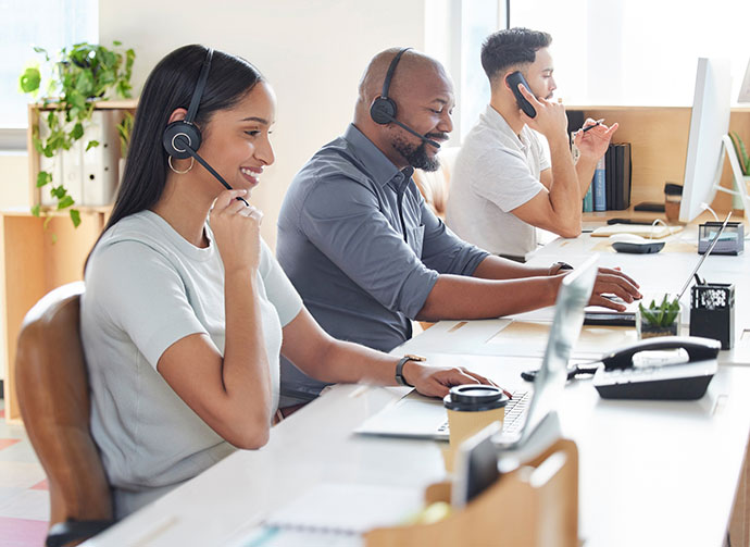 People working in a call center